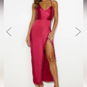 Satin Maxi Dress Red - M